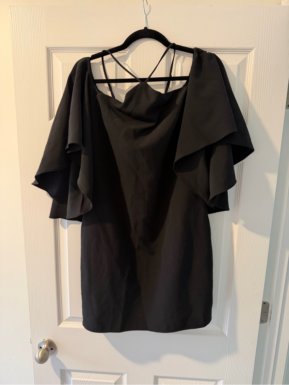 Laundry By Shelli Segal Black Flutter Sleeve Mini Dress
